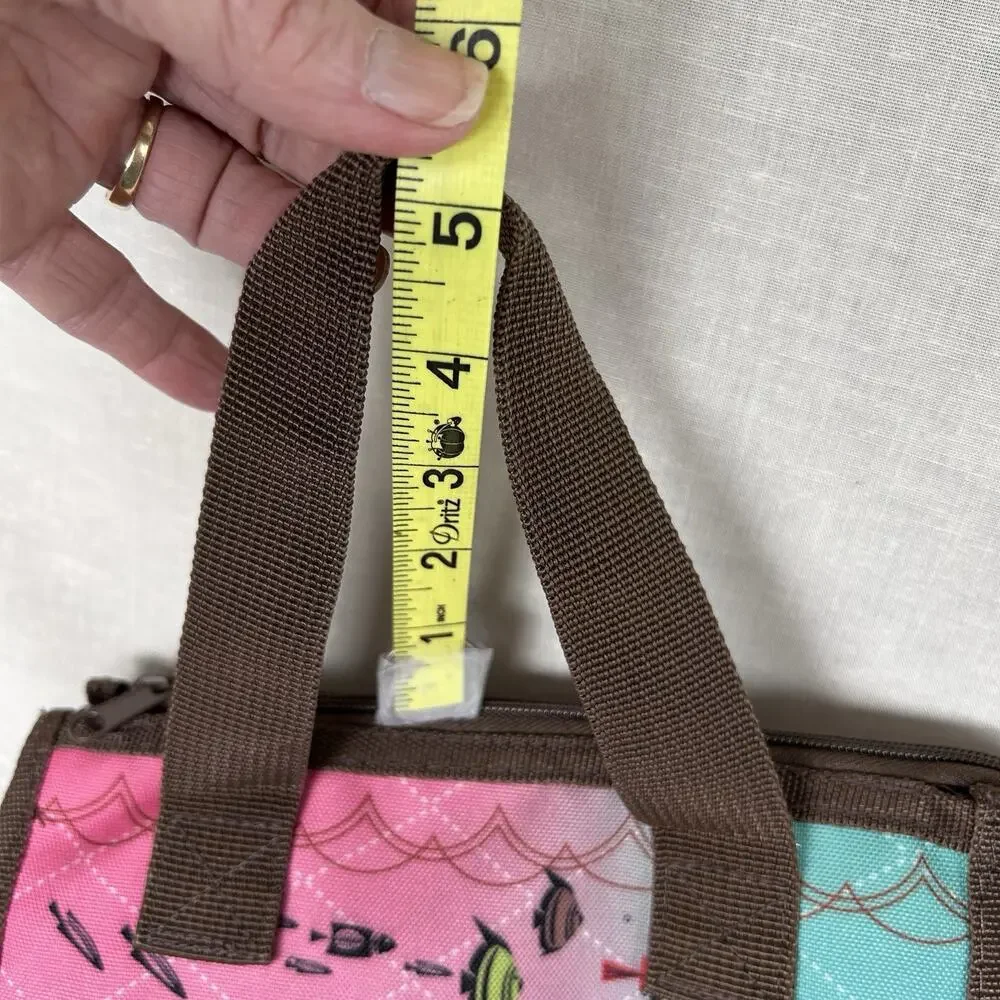 Coelacanth small tote bag Ocotopus graphics interior pockets zip closure